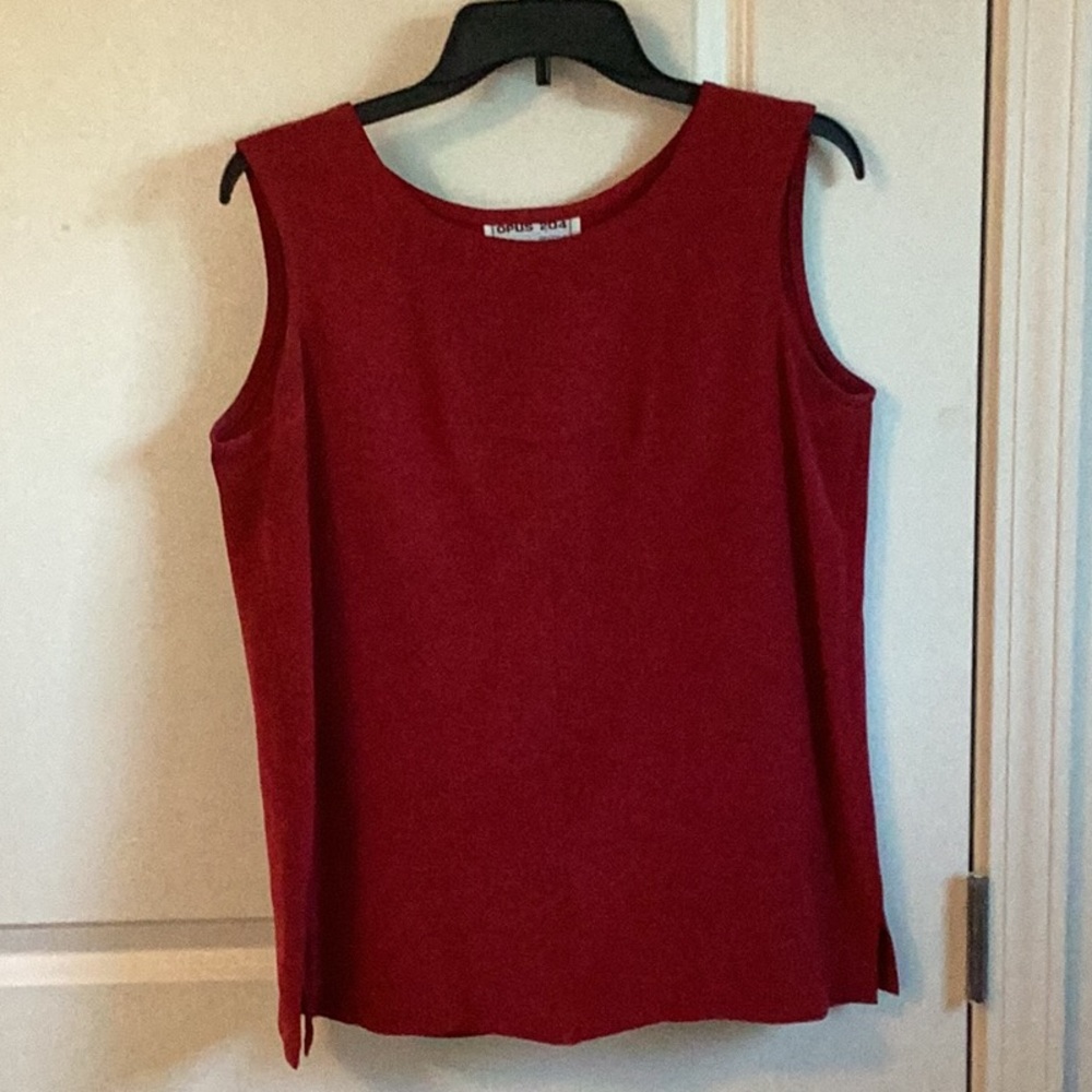 L-XL 100% silk shell blouse, Red